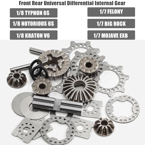 Front Rear Universal Diff Gear and Limited Slip Diff Plates RC Upgrade Part for ARRMA 1/8 Typhon Kraton EXB V5 V6 Outcast Notorious Talion 6S BLX EXB 1/7 Big Rock Mojave EXB Differential Gear Set