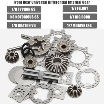 Front Rear Universal Diff Gear and Limited Slip Diff Plates RC Upgrade Part for ARRMA 1/8 Typhon Kraton EXB V5 V6 Outcast Notorious Talion 6S BLX EXB 1/7 Big Rock Mojave EXB Differential Gear Set
