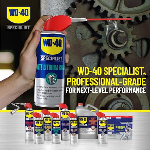 WD-40 Specialist White Lithium Grease, New Bigger Can, 13.3 OZ [6-Pack] | Heavy-Duty Grease for Chassis & Suspension, Heavy Equipment, Industrial Strength for Automotive, Construction & Industrial - size: 6-pack