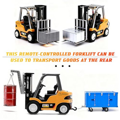 1/64 Scale Mini Desktop Drift RC Car,RC Forklift,RC Construction Vehicle 2.4Ghz with Gyro Micro Drift Racing Remote Contrl Cars Model Toys Hobby Gift for Adults and Kid Children's (Yellow-1) - color: Yellow-1