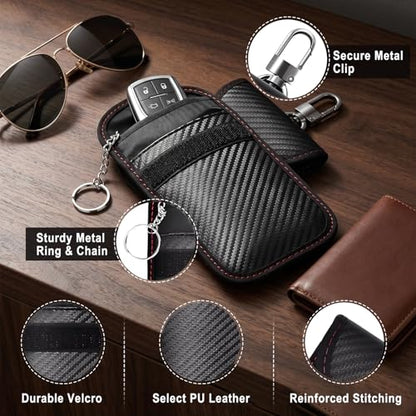Faraday Bags 2 Pack for Car Keys, Faraday Pouch with Dual Pocket, Waterproof Key Fob Protector, RFID Signal Blocking Case, Anti Theft Bag for Vehicle Security