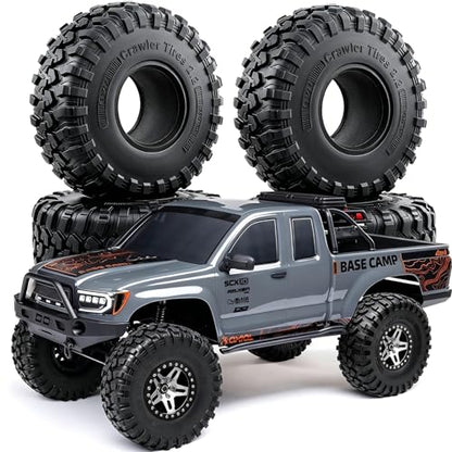REDSPIDER 2.2 RC Crawler Tires with Foam Inserts, 4PCS 130mm Soft Rubber Mud Terrain Tires All Terrain Rock Crawler Tyres for 1/10 RC Crawler Car TRX4 SCX10 II III 90046 Capra Redcat Gen8