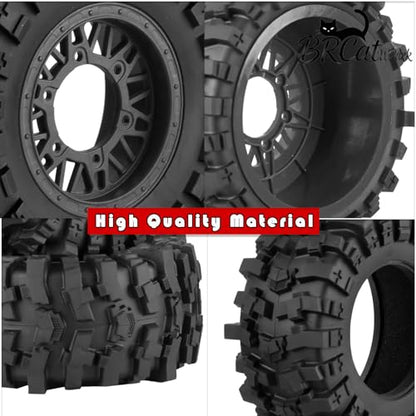 12/14/17mm Hex Hubs RC Truck Tires and Wheels for Slash 2WD 4X4,Arrm a Senton,Axia1,Rc 4wd,Red cat RC Truck,BRCatWPark RC Short Course Truck Wheels and Tires w/Sponge,(4Pcs) Black - color: Black - (12/14/17mm Hex)