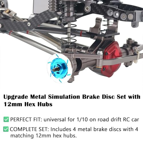Brake Discs with 12mm Hex Hub for 1/10 Scale RC Cars - Aluminum Alloy Upgrade Kit for Drift, On-Road Car - CNC Machined Performance Part with Anodized Finish Dark Blue - color: Dark Blue