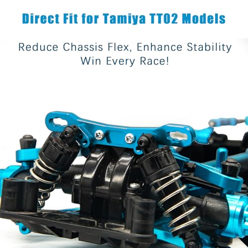 Aluminum Alloy Front & Rear Shock Towers for Tamiya TT02 1/10 RC Car – Precision CNC Machined RC Car Shock Mount, TT02 Alloy Shock Absorber Plate Lightweight & Durable Upgrade Parts - color: Blue