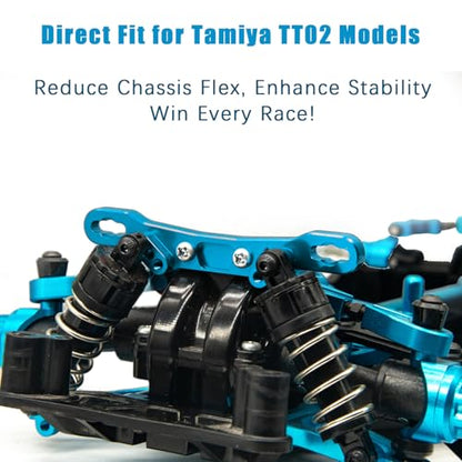 Aluminum Alloy Front & Rear Shock Towers for Tamiya TT02 1/10 RC Car – Precision CNC Machined RC Car Shock Mount, TT02 Alloy Shock Absorber Plate Lightweight & Durable Upgrade Parts - color: Blue