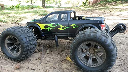 RC car Truck - Tribal Flames - 10pc Body Decal kit - Universal for Arrma Losi HPI Axial Traxxas Redcat Tekno 1/10 1/8 Scale Rock Crawler Stickers (Yellow/Green) - color: Yellow/Green