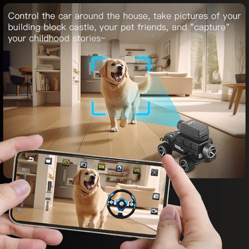 KF32 1:64 RC Mini Climbing Alloy Video Car with APP Control and Radio Remote Control HD Camera FPV Cars (Black) - color: Black
