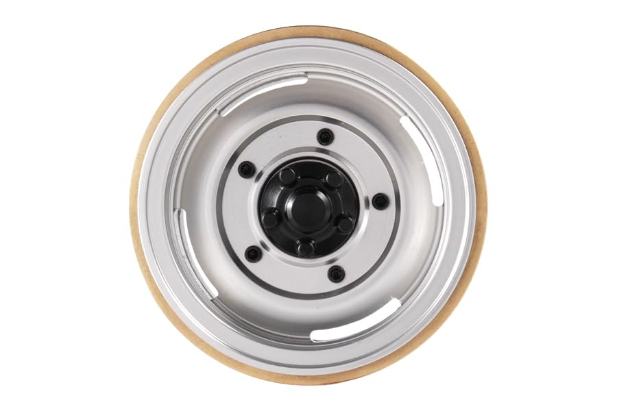 1.9" Aluminum Beadlock 4-Slot Road Wheels with Brass Weights for 1/10 RC Crawler Upgrade, Compatible with FMS FCX10, SCX10,TRX4,TRX6(2pcs) Silver - color: Silver