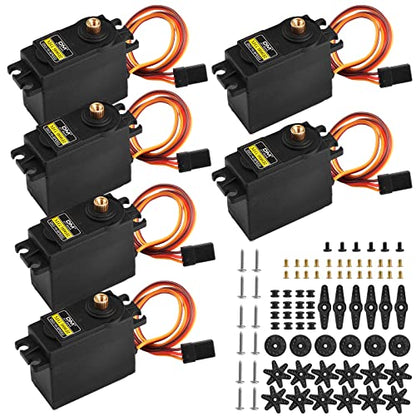 Aideepen [6-Pack] MG996R Metal Gear High Speed Torque Digital Servo Motor for JR RC Helicopter Car Boat Robot