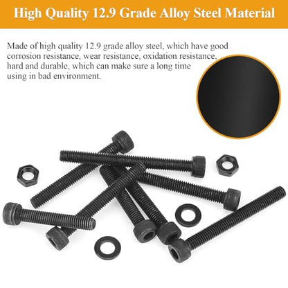 55 Pieces M5 x 25mm Socket Head Cap Screws, Thread Pitch 0.8mm, Sutemribor M5 Black Screws, 12.9 Grade Alloy Steel, Black Oxide Finish, Fully Threaded - size: M5 x 25mm, style: Socket Head