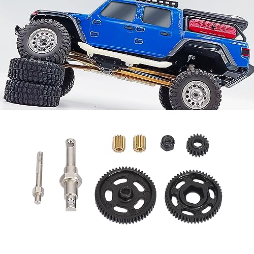 RC Transmission Gear Set, 8Pcs Heavy Duty Steel Gearbox Upgrade for Axial SCX24 1/24 RC Crawler Car, High Performance Metal Gears with Stainless Steel and Copper