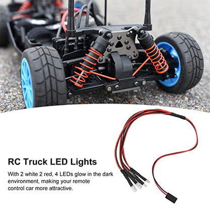 RC Car LED Lights, 4 LEDs LED Light Headlights Taillight Kit Accessories with 2 White 2 Red for Axial AXIAL SCX24 1/24 Remote Control Car