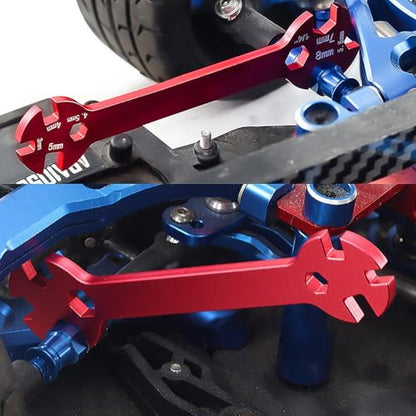 Special Tool Wrench 3/4 / 5/5.5/7 / 8MM Remote Control Car Multifunction Tool Turnbuckle Wrench Suitable for Repair Work Remote Control Car Turnbuckle - color: Blue