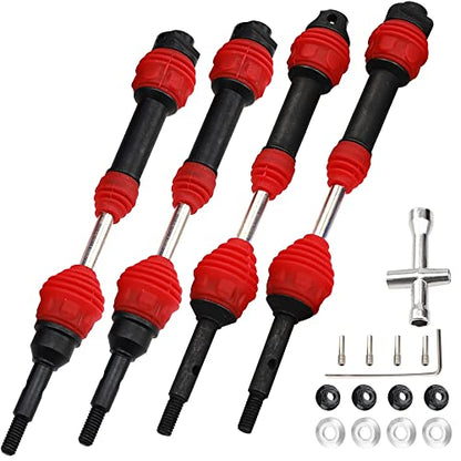 2Pairs Vgoohobby Steel Drive Shaft CVD Dogbon Front Rear Driveshaft Compatible with Traxxas Slash 4X4 Stampede Rustler Hoss VXL 4X4 RC Truck Car (Red) - color: Red