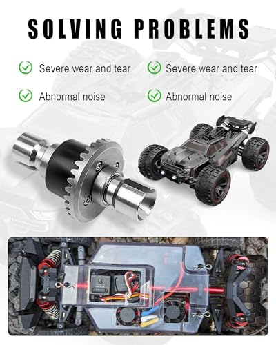 RC Car Differential and Differential Drive Gear Compatible with Hyper GO H16GT H16DR H16BM 1:16 1:14 Scale Replace 16420Y 10402Y Powder Metallurgy Material