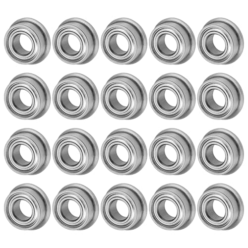 M METERXITY 20-Pack MF105ZZ Flanged Ball Bearing, 5 x 10 x 4mm Double Metal Shielded Chrome Steel (GCr15) Flange Rip Bearings for Wheelbarrow/Printer/Fax Machines/Power Tools - size: 5mm x 10mm x 4mm