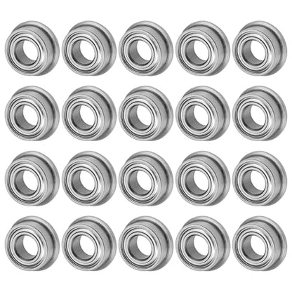 M METERXITY 20-Pack MF105ZZ Flanged Ball Bearing, 5 x 10 x 4mm Double Metal Shielded Chrome Steel (GCr15) Flange Rip Bearings for Wheelbarrow/Printer/Fax Machines/Power Tools - size: 5mm x 10mm x 4mm