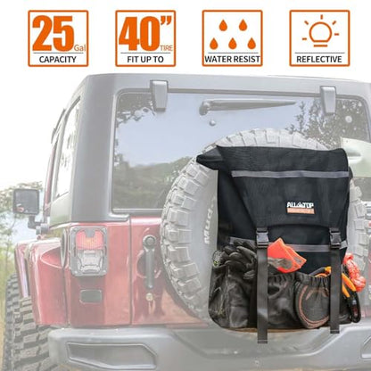 ALL-TOP Spare Tire Trash Bag, Heavy Duty Truck Tailgate Trash Bag, Cargo Storage Bag for Jeep, Truck, SUV or Car, Fit up to 40'' Tire (Carbon Black) - color: BLACK