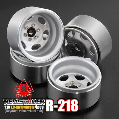 REDSPIDER•Negative Offset -10mm 1.9'' Beadlock Wheels Deep Dish Metal(4pcs) Retro Design for Scale 1/10 RC Crawler Axial SCX10 TRX4 VS4-10 Redcat Gen8 RC4WD D90 Rock Crawler (Silvery) - color: Silvery
