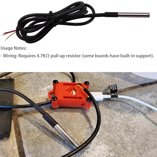 4Pcs DS18B20 Temperature Sensor 1 M, Waterproof Digital DS18B20 Sensors, DS18B20 Temperature Probe, Stainless Steel Probe Compatible for Arduino/Raspberry Pi/ESP32, ESP8266, - style: 4Pcs DS18B20 Temperature Sensor 1 M