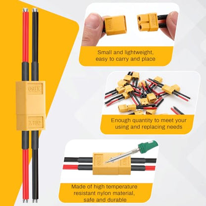 Frienda 10 Pairs Xt60 Plug Connector Female and Male with 14awg Silicon Wire Pre-soldered Kit Bullet Plug Connector for Rc Lipo Battery Cable FPV Quadcopter Car Boat