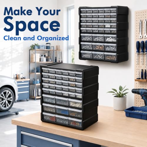 Drawer Organizer for Garage Building Bricks Storage,Thicker Craft Organizers Storage with Dividers Labels for Hardware,Screws,Nuts Bolts,Teacher Toolbox,Charms,Beads,Craft,Scrapbook - size: 39 Drawer