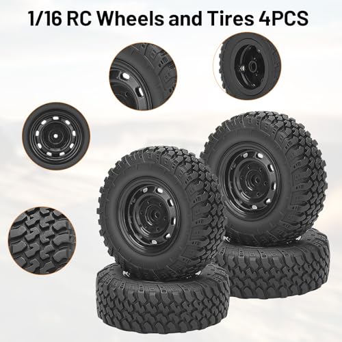 RC Wheels and Tires, daitoku 5mm Hex Off-Road RC Car Tires for MN99S MN98 1/16 WPL C24 B36 JJRC Q60