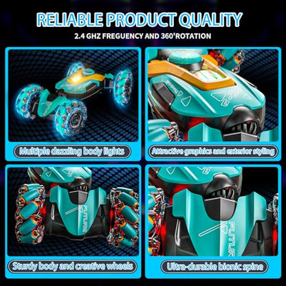 Gesture Sensing RC Stunt Car,Remote Control Car Toys for Ages 5-7-13,with Lights Music Spray,4WD 360° Spins All Terrains Kids Toys RC Cars,3-6 Year Old Boy Birthday Gift & 3-12 Best Gift for Kids - style: SKY