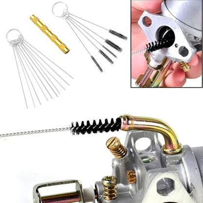 Car Carburetor Cleaning Kit, Carburetor Carbon Dirt Jet Remove Cleaner 13 Stainless Steel Cleaning Wires Set 10 Cleaning Needles 5 Nylon Brushes 1 Sharp Pick, Universal for Vehicles