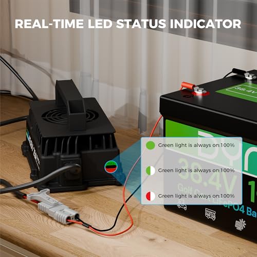 36V 25A LiFePO4 Battery Charger, 43.8V 25Amp Fast Charger for 36V Lithium Golf cart Battery, IP67 Waterproof, 36V Lithium Battery Charger Perfect for Golf cart, RV, Trolling Motor