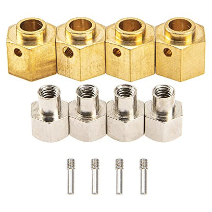 RC Hex Hub 12mm Brass Wheels Hex Drive Extension Adapter Counterweight Compatible with Axial SCX10 III AXI03007 RC Crawler