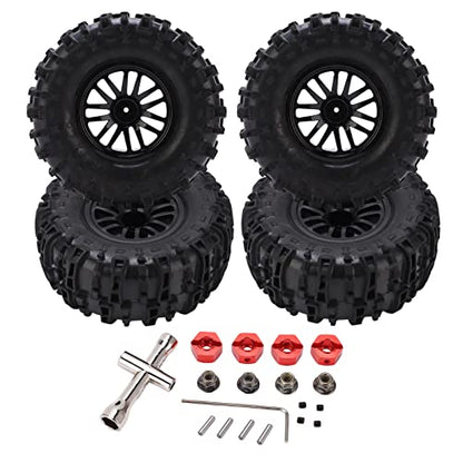 4Pcs RC Car 155mm Tires Wheel Rim Set Durable Rubber for 1/8 1/10 Short Course Truck
