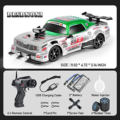 RC Drift Car 1:16 Scale 4WD High Speed Remote Control Cars Vehicle 2.4GHz with LED Lights Two Batteries and Drifting Tires Racing Sport Toy Cars for Adults Boys Girls Kids - color: F-green