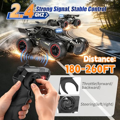 Jiakora Remote Control Car, Fast RC Monster Truck with Durable Metal Body, 1:16 Off-Road RC Crawler with LED Headlights, All-Terrain Drift Car, 3 4 5 6 7 8 9 10 Year Old Boys Girls Kids Gifts - color: Black