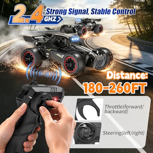 Jiakora Remote Control Car, Fast RC Monster Truck with Durable Metal Body, 1:16 Off-Road RC Crawler with LED Headlights, All-Terrain Drift Car, 3 4 5 6 7 8 9 10 Year Old Boys Girls Kids Gifts - color: Black
