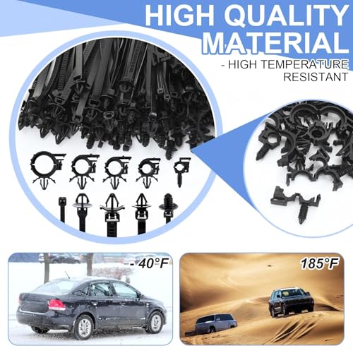 Funnymoom 150 Pcs Car Wire Loom Clips Push Mount Routing Clips, 10 Sizes | 10 Sizes, Car Harness Clips, Wiring Harness Replacement Parts, Universal Automotive Clips for Cable Management and Repair