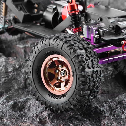 GLOBACT 1.3" Beadlock Wheels for SCX24 AX24 TRX4M 1/18 1/24 (Rose Gold) - color: Rose Gold