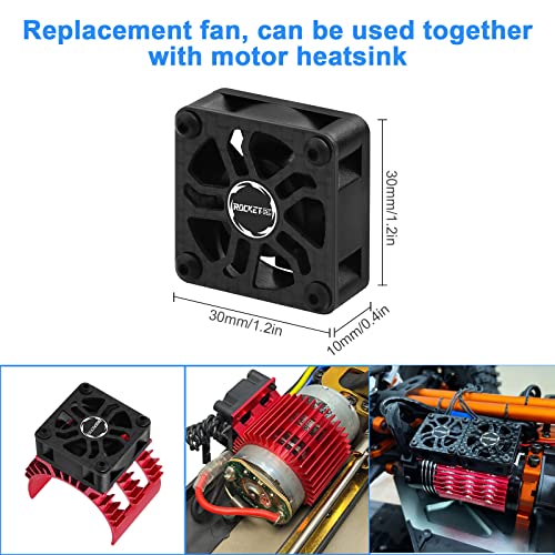 2 Pack RC Cooling Fans Surpass Hobby 30mm 27000RPM RC Motor Fan with Cover | Replacement Fans (Without Motor Heatsink) for 1/8 1/10 RC Car Truck Buggy Truggy - color: 2 Pack Black Fans Only