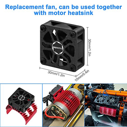 2 Pack RC Cooling Fans Surpass Hobby 30mm 27000RPM RC Motor Fan with Cover | Replacement Fans (Without Motor Heatsink) for 1/8 1/10 RC Car Truck Buggy Truggy - color: 2 Pack Black Fans Only