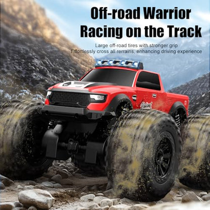 Amphibious Remote Control Car Waterproof Monster Truck Toys for Kid 4WD All Terrain Off Road RC Cars 2.4G RC Trucks 2 Batteries Drift RC Stunt Cars for Boys Age 6-12 Kids Gifts (Blue) - color: Blue
