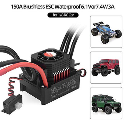 GoolRC 150A Brushless ESC Waterproof Electric Speed Controller for 1/8 RC Truck Off-Road Car