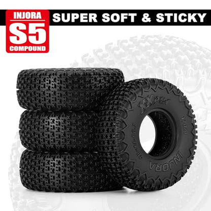 INJORA 0.7" XHX Pin Tires 40 * 14mm for Axial SCX30 Upgrade, T7021