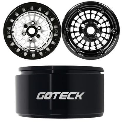 GOTECK RC Rims 1.9 Inch Beadlock Wheel Negative Offset -10mm CNC Aluminum Wheel Rim Wheel Hub 4pcs-Set for Axial SCX10 Pro TRX4 VS4-10 Gen8 RC4WD 1/10 RC Crawler Car - color: Gs11