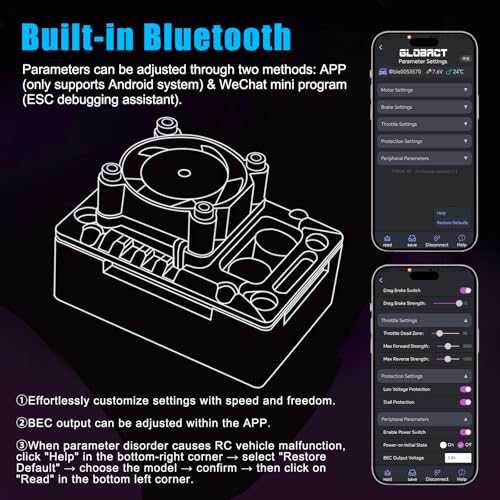 GLOBACT 80A Brushless ESC 2-3S Built-in Bluetooth ESC for TRX4 SCX10 1/10