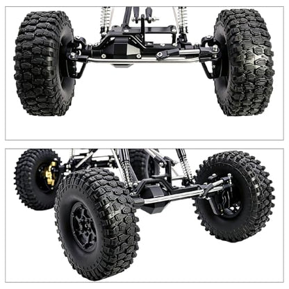 LCG 4WS Heavy Aluminum Front Rear Portal Axle Set+Brass Knuckles 50° 4 Wheel Steering for 1/10 RC Crawler Axial Capra 1.9 Chassis (Black) - color: Black
