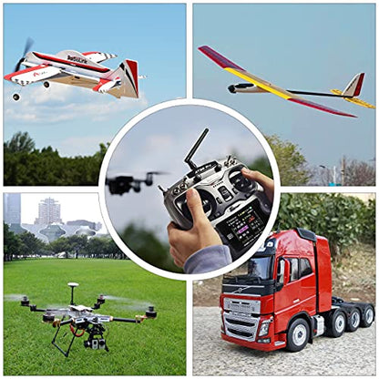 Radiolink AT9S Pro 10/12 Channels Radio Transmitter and Receiver R9DS, Long Range for Airplane/Jet/FPV Racing Drone/Quad/RC Truck Car/Boat and More (Mode 2 Left Hand) - color: At9s Pro-gray