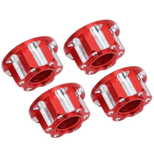 RC Hex Nuts, Lightweight Durable Aluminum Alloy 4pcs Set Hex Wheel Nuts 17mm M4 for 1/10 Scale RC Car Enthusiasts Off-Road Racing Daily Maintenance