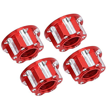 RC Hex Nuts, Lightweight Durable Aluminum Alloy 4pcs Set Hex Wheel Nuts 17mm M4 for 1/10 Scale RC Car Enthusiasts Off-Road Racing Daily Maintenance