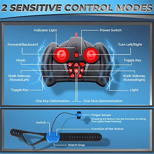 Gesture Sensing RC Stunt Car - Boys Toys Age 6-12, 360° Rotating 4WD Hand Controlled Remote Control Twist Car with Light & Music, Cool Birthday Presents and Ideas Gifts for Kids Age 7 9 10 11 12 yr - color: Blue